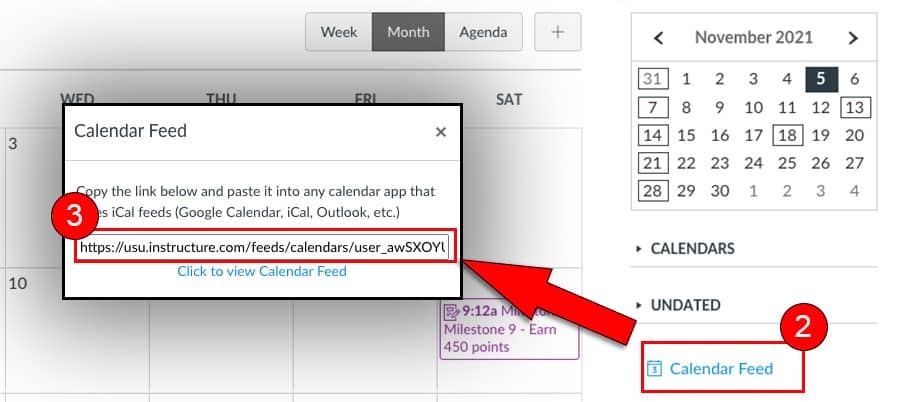 calendar feed link procedure